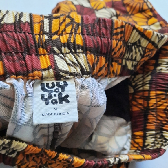 Lucy & Yak Charlie Cotton Shorts in Ecru & Orange Kiara Print - Size M - Picture 10 of 11
